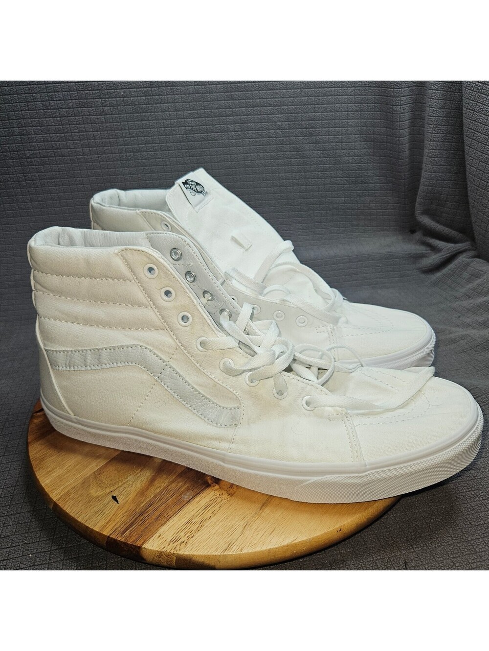 Vans Sk8-Hi Men's 15 All White Canvas High Top Skateboarding Sneakers